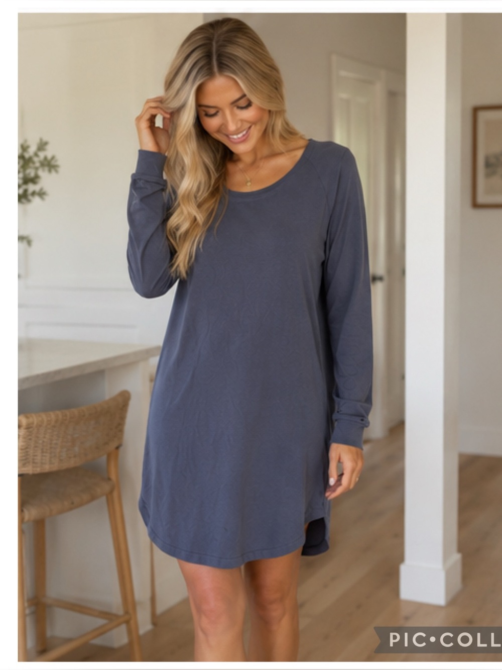Tonlé Organic Cotton T-Shirt Dress Gray XS Long Sleeve Minimalist